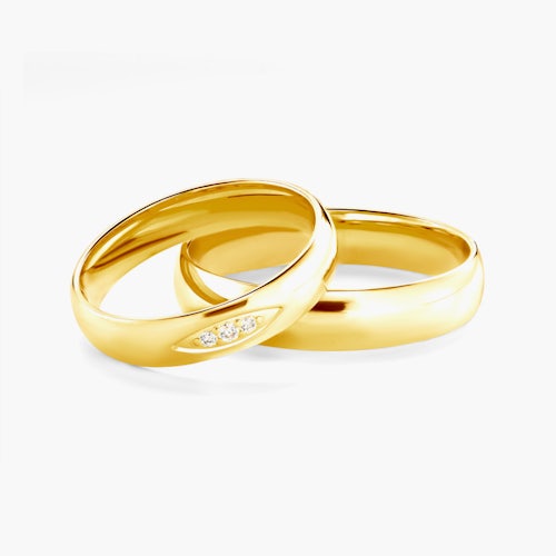 Obrączki ślubne: złote, półokrągłe, 4 mm